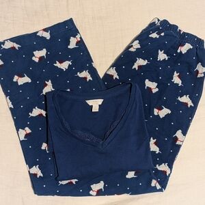 Charter Club Pajamas - Blue with White Scottie Print